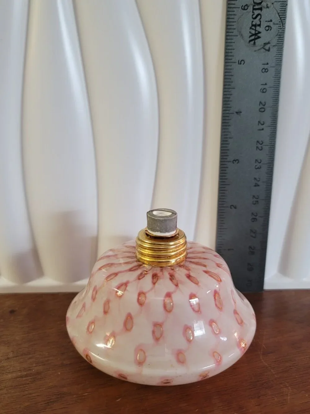 Rare Victorian Antique Blown Opalescent Polka Dot Glass Oil Lamp